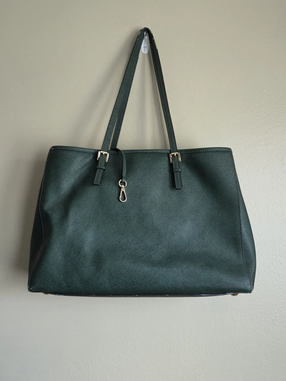 Michael Kors Emerald Green Saffiano Leather Tote with Gold Hardware